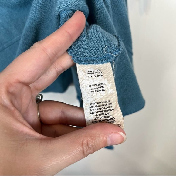 Soft Surroundings B Call Teal Asymmetrical Hem Tunic Size Woman's Medium - Picture 4 of 7